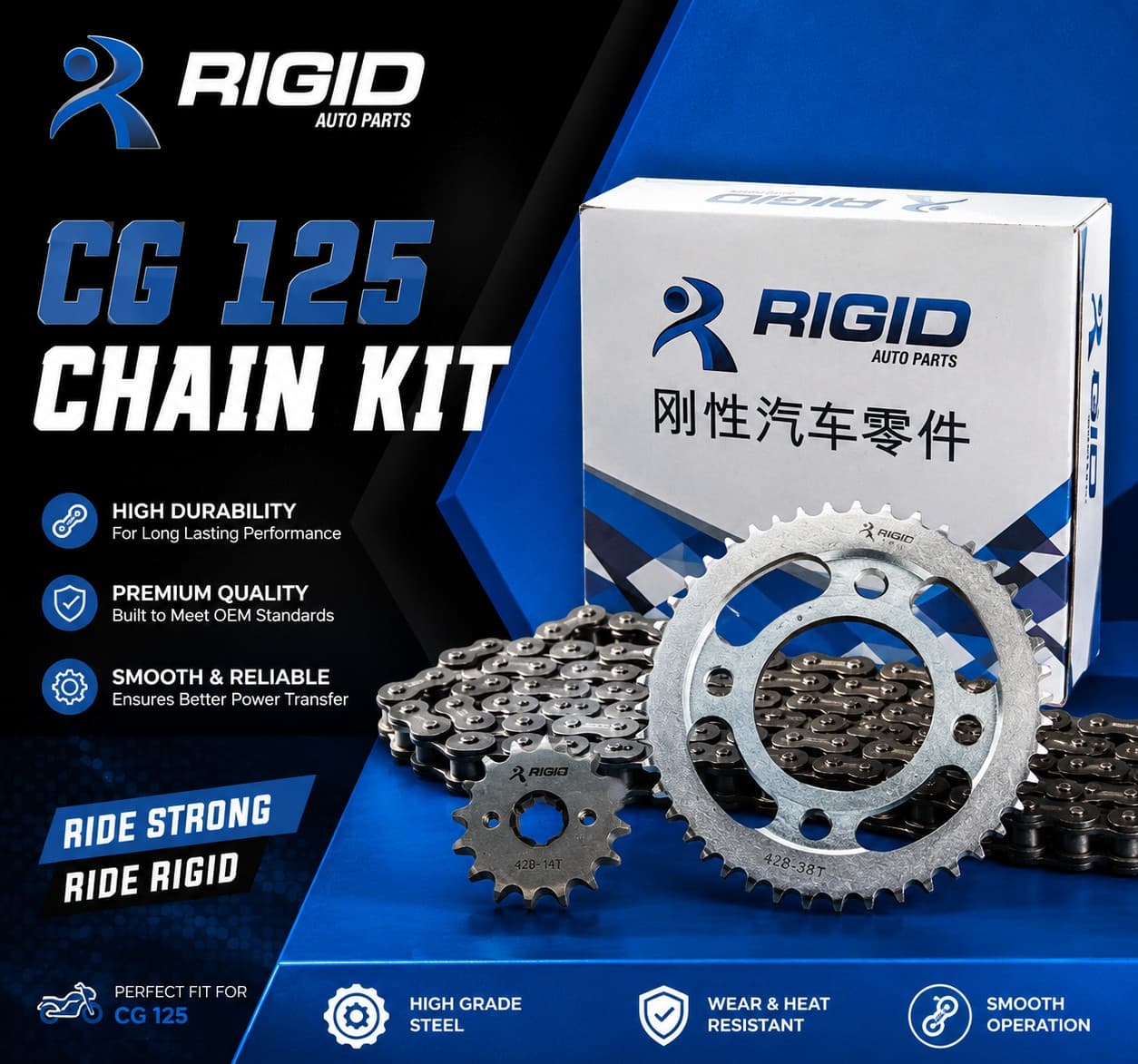 CG 125 Chain Sprocket Kit Delivery Free angle 1